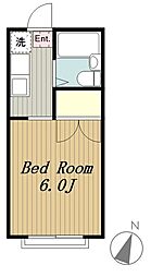 オークハイツ ワンルームの間取図画像