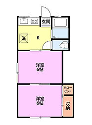 ハイツ京王桜 2Kの間取図画像