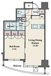 MFPR代々木タワー 14階1LDKの間取り