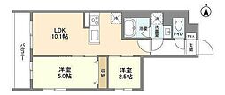 パルムクレスト武蔵小山NORTH 2LDKの間取図画像