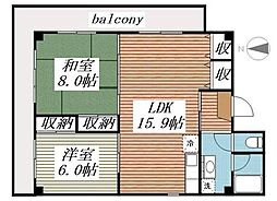 アーバンステージ 2階2LDKの間取り
