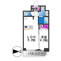 プレリス北巽駅前ラバルス 1LDKの間取図画像