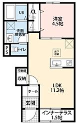 リーブルファイン三郷半田II 1LDKの間取図画像