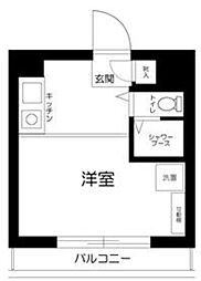 スカイコート向ケ丘遊園 2階ワンルームの間取り