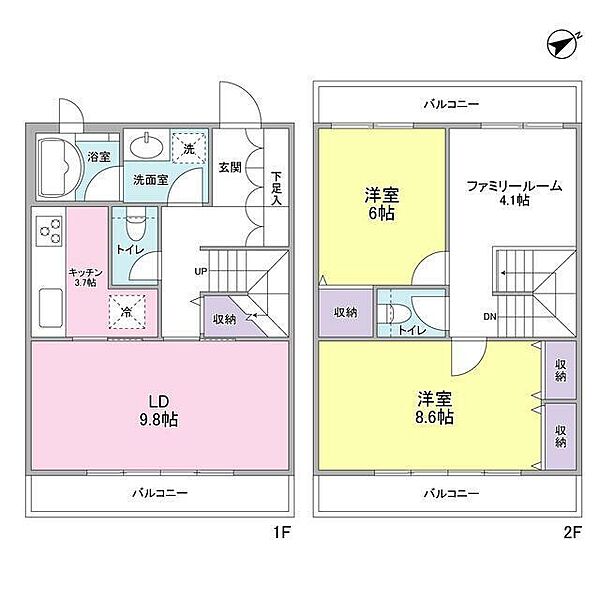 Centre Court(センターコート) 117｜神奈川県川崎市宮前区土橋１丁目(賃貸テラスハウス3LDK・--・81.40㎡)の写真 その2