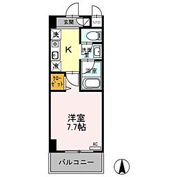 クリエール吉川 3階1Kの間取り