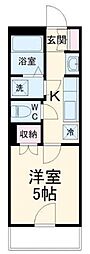 BaumRoom美園 1Kの間取図画像