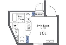 ラターシュ町屋 ワンルームの間取図画像