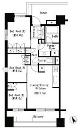 パークアクシス大塚 6階3LDKの間取り