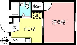 シェモア喜多見II 2階1Kの間取り