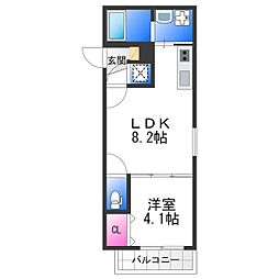 F asecia content 2階1LDKの間取り