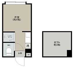 LEDミラージュ 2階ワンルームの間取り
