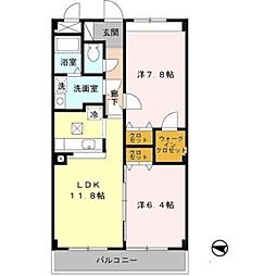 グレイスコート 2LDKの間取図画像