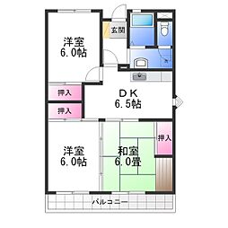 ハイツナカヤ 3DKの間取図画像