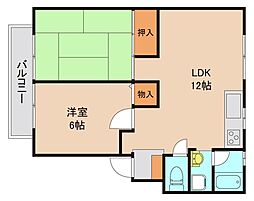 サニーヒルやまぐちA 2LDKの間取図画像