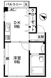 コーポニュー初台 1DKの間取図画像