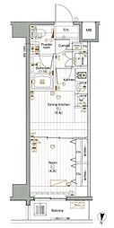 THEPREMIUMCUBEGSHIOMI 1DKの間取図画像