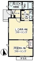 ガーデン 1階1LDKの間取り
