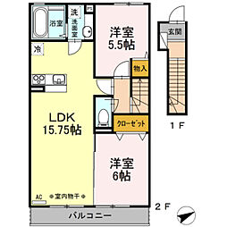 グランメール2番館 2LDKの間取図画像