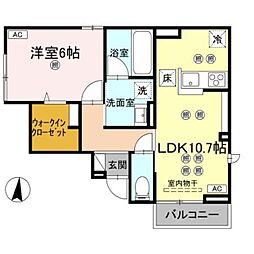 ステラヴィータ B棟 1LDKの間取図画像