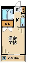 ジュネス鹿島 1階1Kの間取り