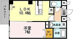 京成押上線 京成立石駅 徒歩15分の賃貸マンション 2階1LDKの間取り