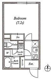 リーガランド西小山 5階1Kの間取り