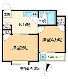 トライデント2 2Kの間取図画像