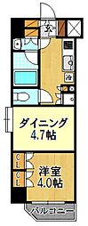 日神デュオステージ新宿若松町 2階1DKの間取り