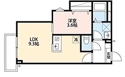 robot home 前原 3階1LDKの間取り
