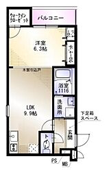 フジパレス森町 1LDKの間取図画像