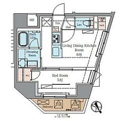 ラグゼナ北千住II 7階1LDKの間取り