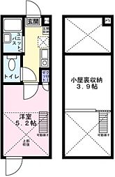 JR総武線 小岩駅 徒歩9分の賃貸アパート 2階1Kの間取り