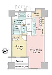 ウエストパークタワー池袋 1LDKの間取図画像