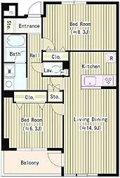 Ks中落合 3階2LDKの間取り