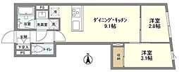 グランデ池袋本町 2DKの間取図画像