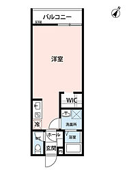 ヒルズ豊田 1階ワンルームの間取り