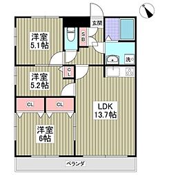 TSKマンション 1階3LDKの間取り