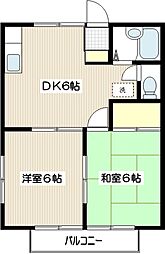 ファミール壱番館 1階2DKの間取り
