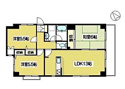 クリフパレス 4階3LDKの間取り