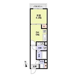 Jブラン関町 3階1DKの間取り