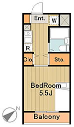 京王相模原線 南大沢駅 徒歩8分の賃貸マンション 1階1Kの間取り