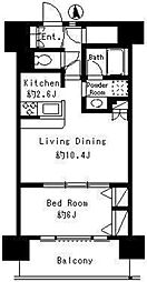 パークキューブ東品川 8階1LDKの間取り