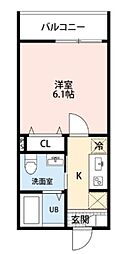 小平市学園西町1丁目アパート 1Kの間取図画像