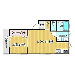 JR東海道・山陽本線 魚住駅 徒歩4分の賃貸アパート 3階1LDKの間取り