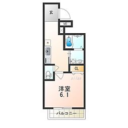 阪急伊丹線 新伊丹駅 徒歩5分の賃貸アパート 3階1Kの間取り