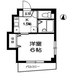 シャトー白馬 1Kの間取図画像