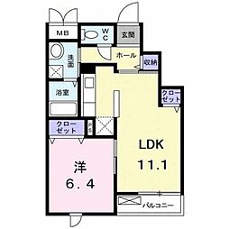 フレスコ・エイ 3階1LDKの間取り