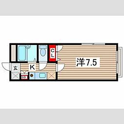 コーポニイジマ 1階1Kの間取り
