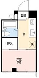 アンエコーハイム 2階1Kの間取り